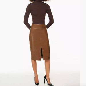 Babaton Pegu Skirt Vegan Leather pencil skirt - cream / pearl / sz 2